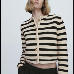 Striped Black and Cream Women's Sweater
